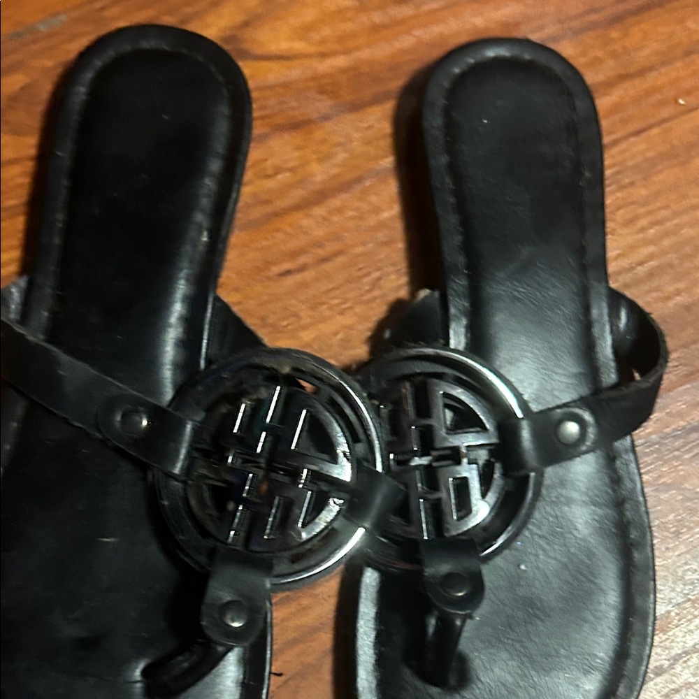 Black Women's Flats with Logo Detail